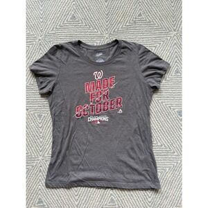 Majestic Washington Nationals Made for October 2016 Women's Shirt -‎ Gray - XL